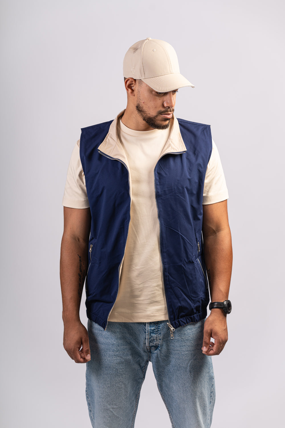 BLUE/BEIGE BODYWARMER