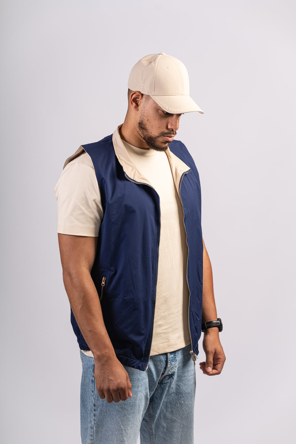 BLUE/BEIGE BODYWARMER