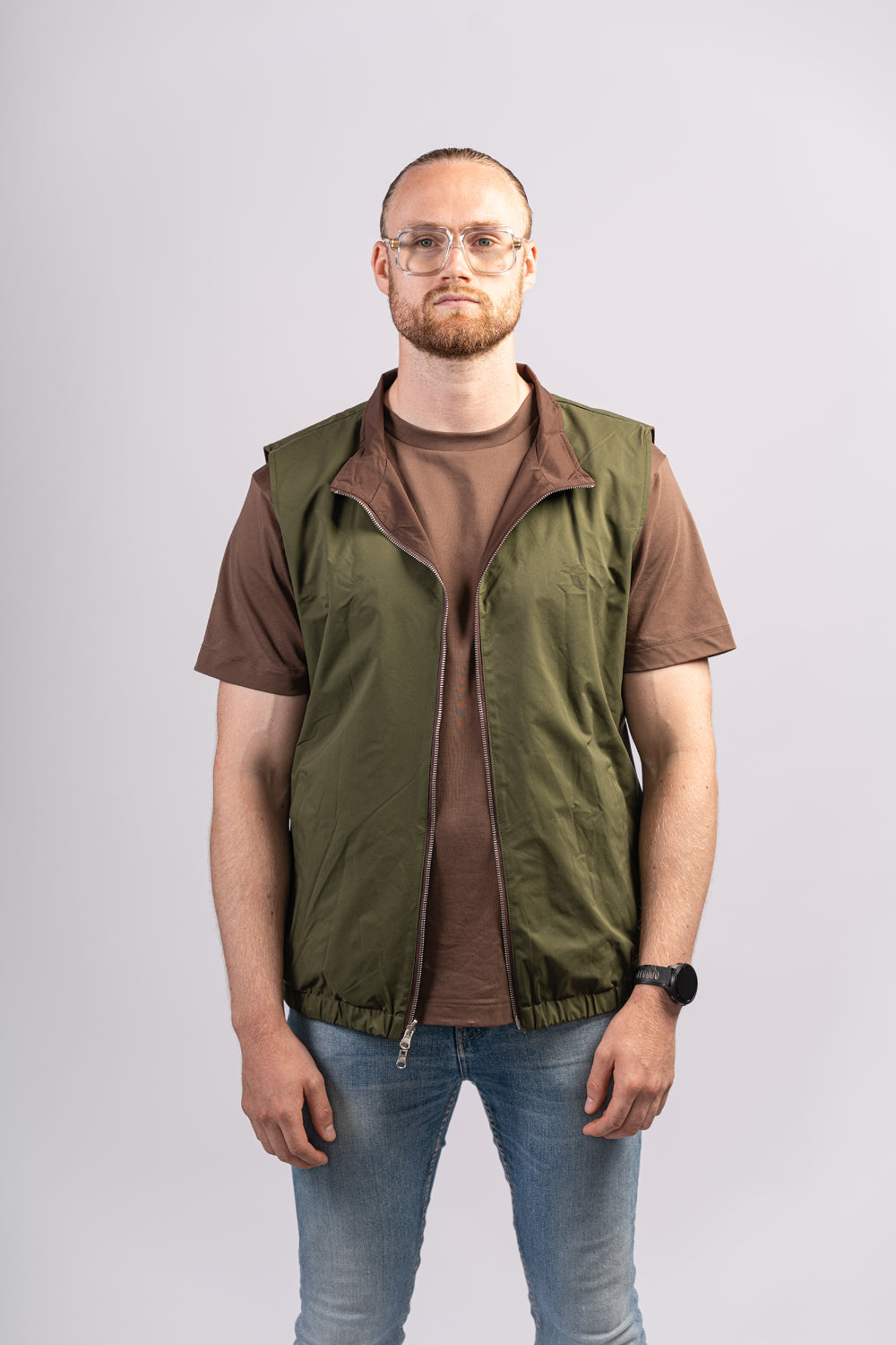 GREEN/BROWN BODYWARMER