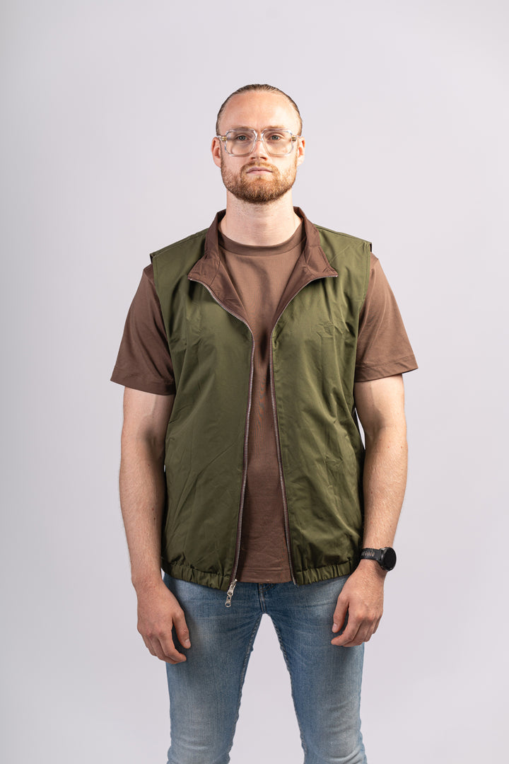 GREEN/BROWN BODYWARMER