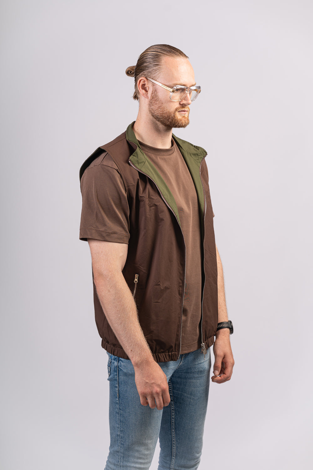 GREEN/BROWN BODYWARMER