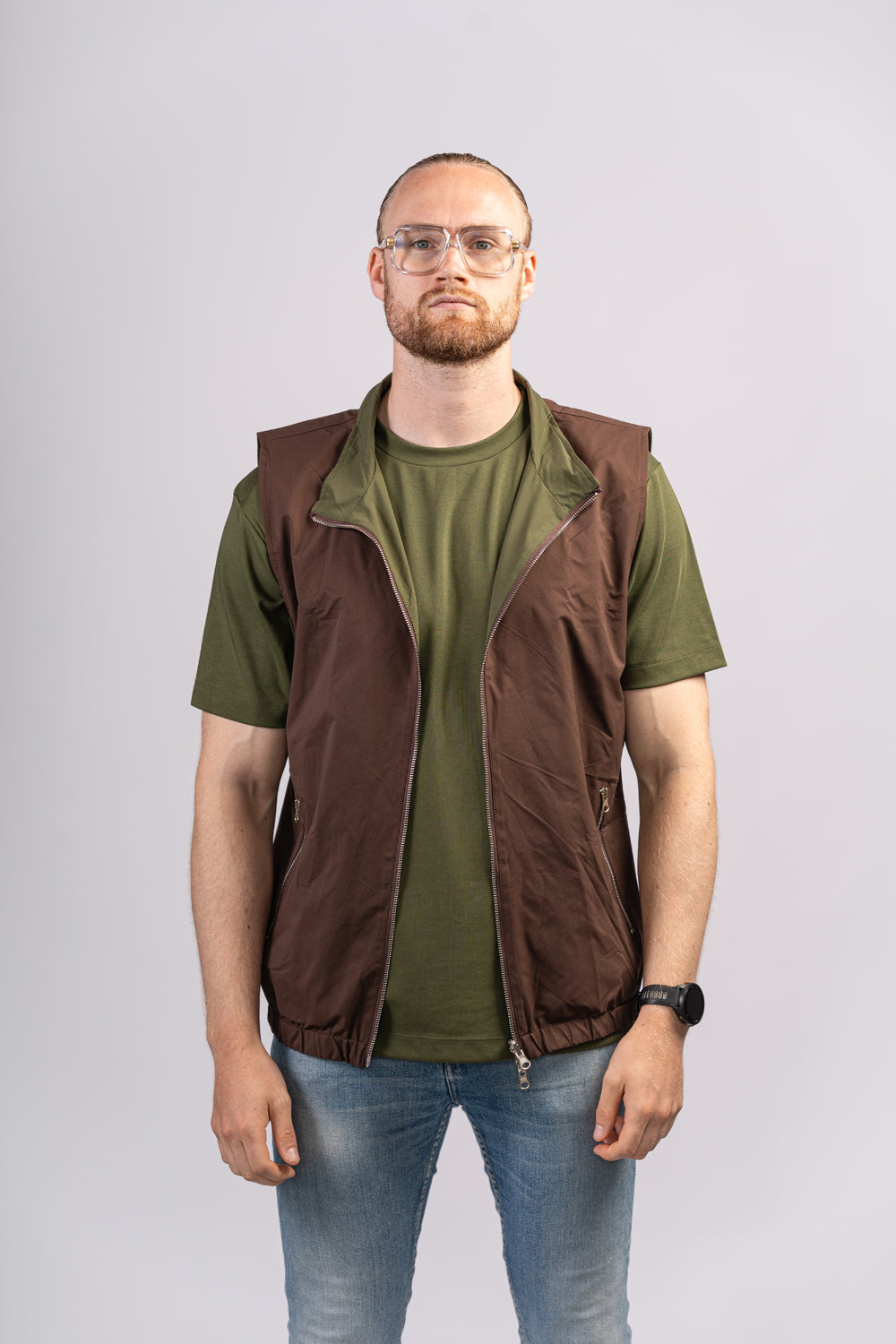 GREEN/BROWN BODYWARMER
