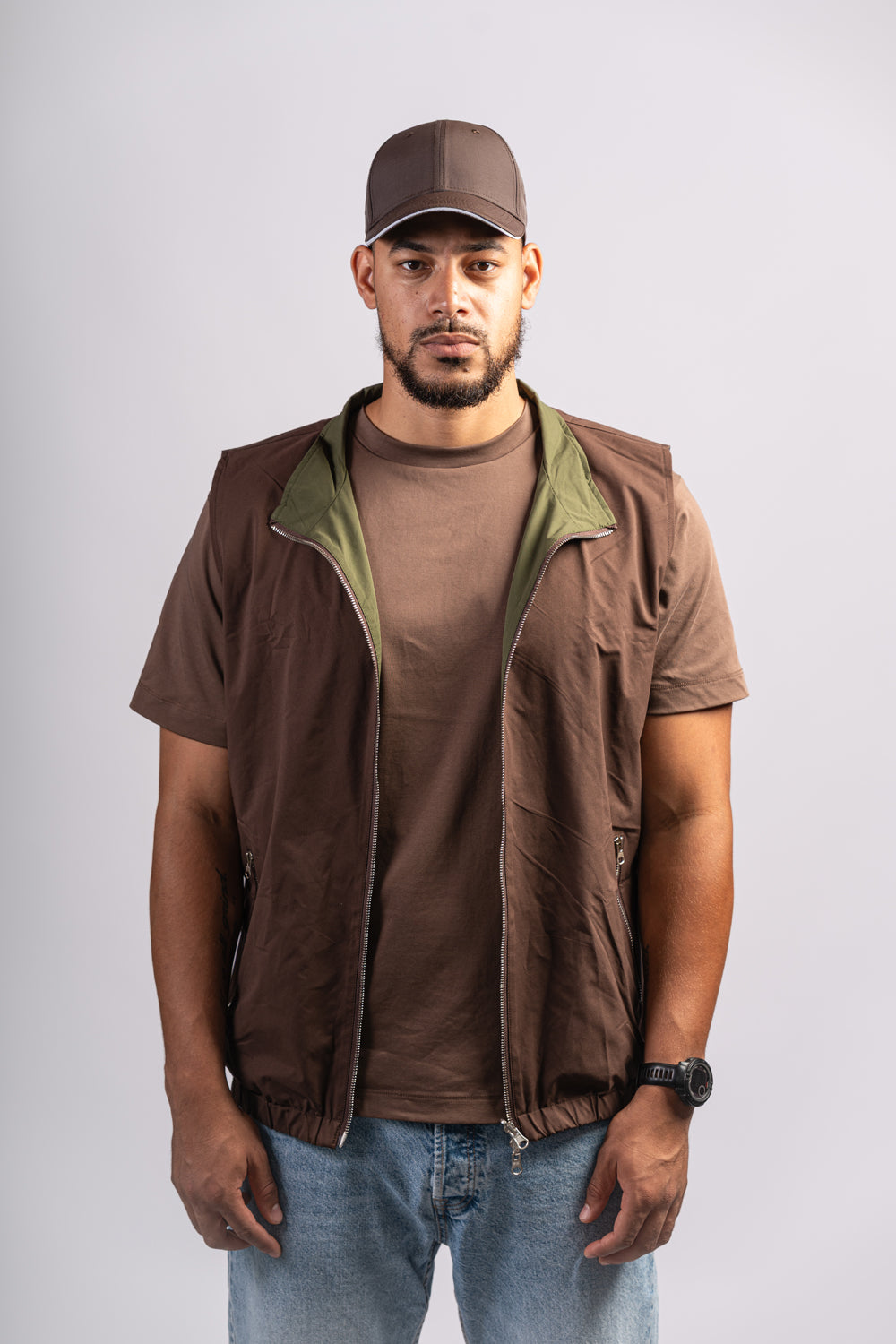 GREEN/BROWN BODYWARMER