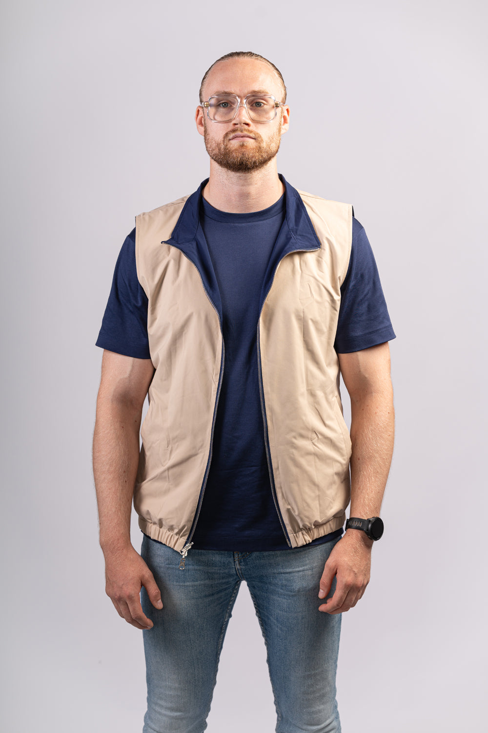 BLUE/BEIGE BODYWARMER