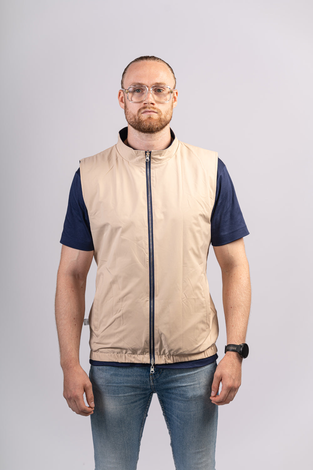 BLUE/BEIGE BODYWARMER