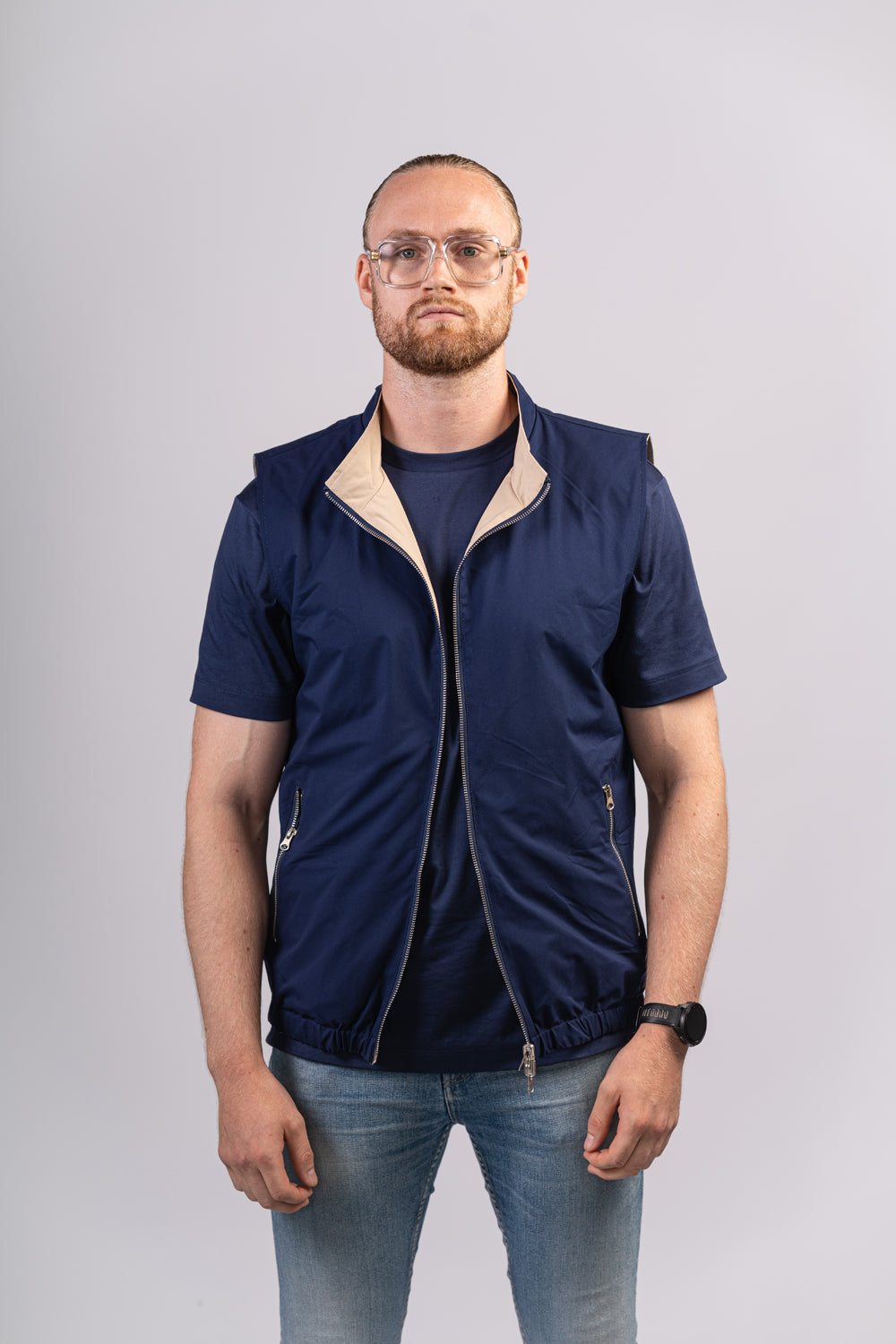 BLUE/BEIGE BODYWARMER