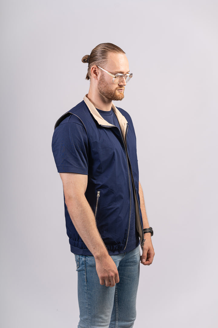 BLUE/BEIGE BODYWARMER