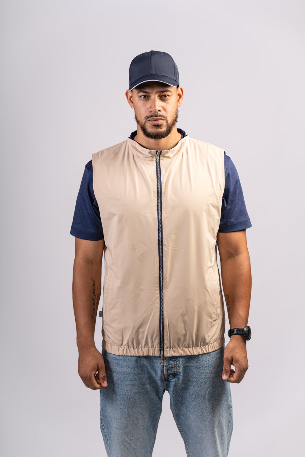 BLUE/BEIGE BODYWARMER